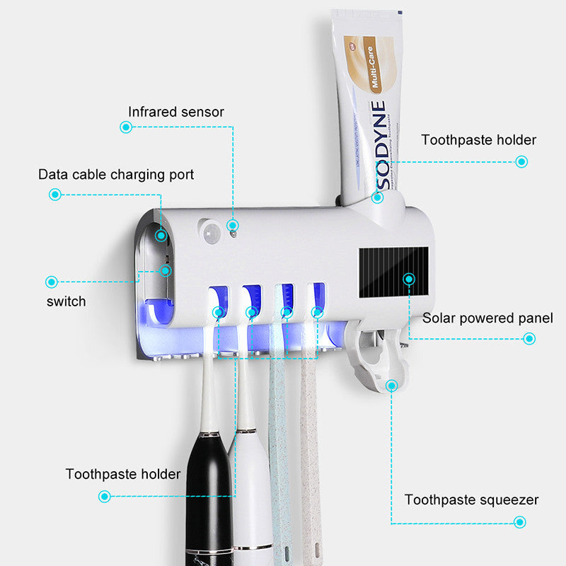 Stérilisateur de Brosse à Dents UV Intelligent + Distributeur Automatique de Dentifrice