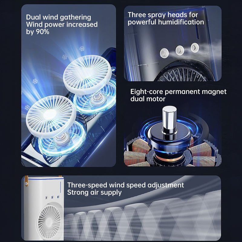 Mini Ventilateur Portable Rechargeable avec Pulvérisateur